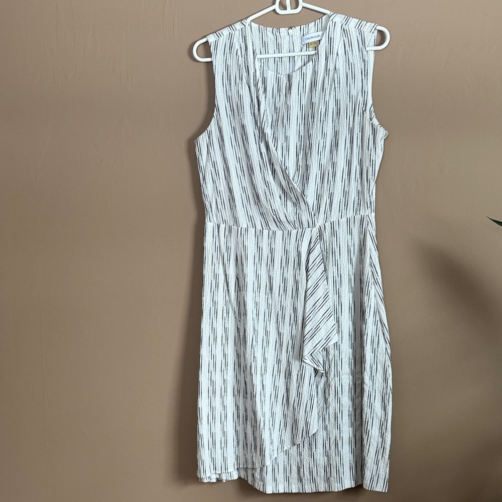 Calvin Klein White and Black Asymmetrical Dress